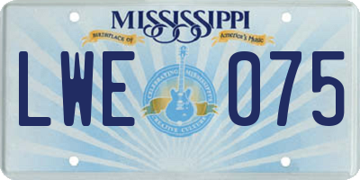 MS license plate LWE075