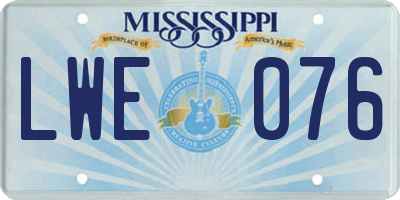 MS license plate LWE076