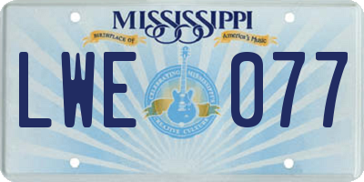 MS license plate LWE077