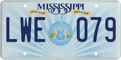 MS license plate LWE079