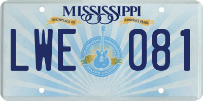 MS license plate LWE081
