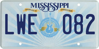 MS license plate LWE082