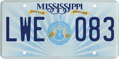 MS license plate LWE083