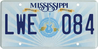 MS license plate LWE084