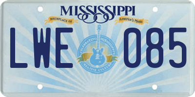 MS license plate LWE085