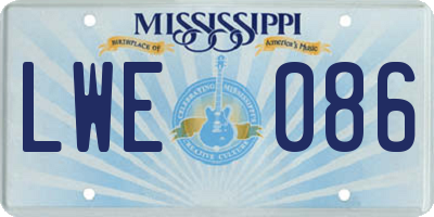 MS license plate LWE086