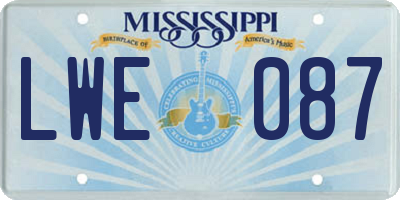 MS license plate LWE087