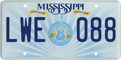 MS license plate LWE088