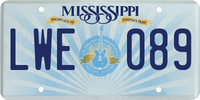 MS license plate LWE089