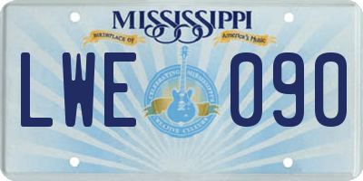 MS license plate LWE090