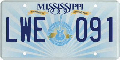 MS license plate LWE091
