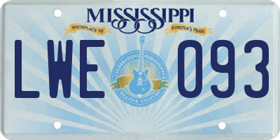 MS license plate LWE093