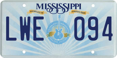 MS license plate LWE094