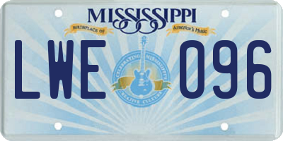 MS license plate LWE096