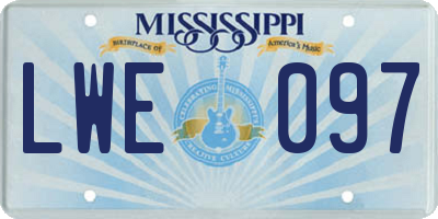 MS license plate LWE097