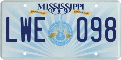 MS license plate LWE098