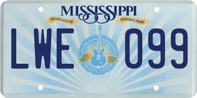 MS license plate LWE099