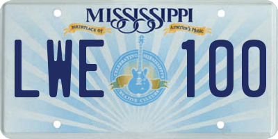 MS license plate LWE100