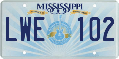 MS license plate LWE102