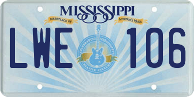 MS license plate LWE106