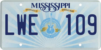 MS license plate LWE109