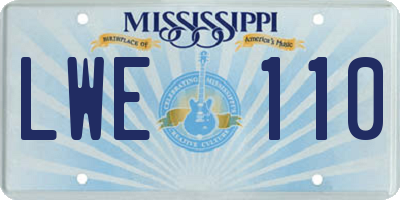 MS license plate LWE110