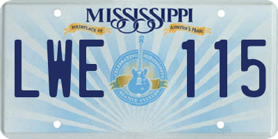 MS license plate LWE115