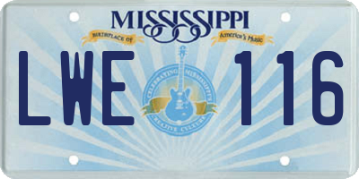 MS license plate LWE116