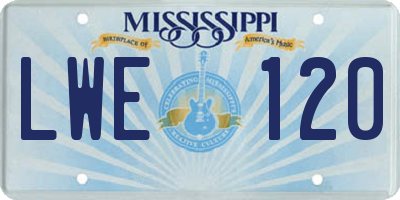 MS license plate LWE120