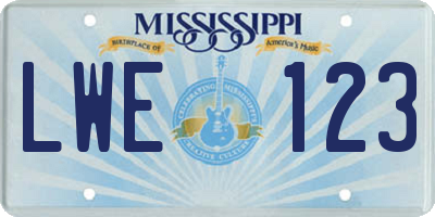 MS license plate LWE123