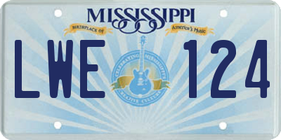MS license plate LWE124