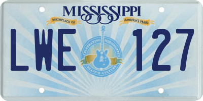 MS license plate LWE127