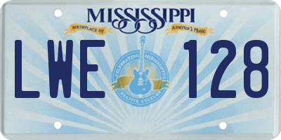 MS license plate LWE128