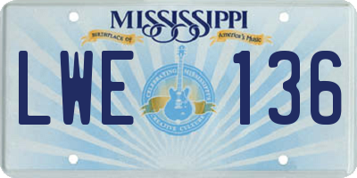 MS license plate LWE136