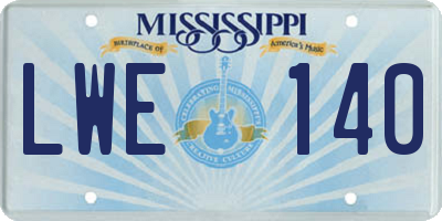 MS license plate LWE140