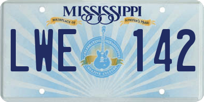 MS license plate LWE142