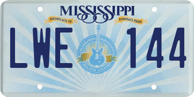 MS license plate LWE144