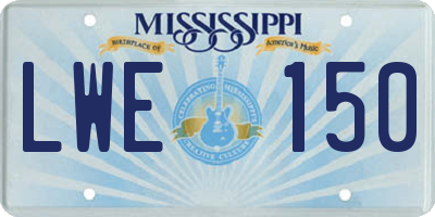 MS license plate LWE150