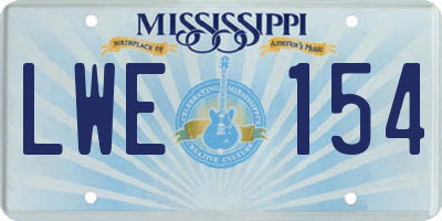 MS license plate LWE154