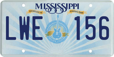 MS license plate LWE156