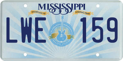 MS license plate LWE159