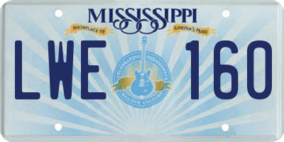 MS license plate LWE160