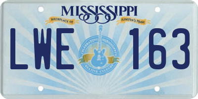 MS license plate LWE163