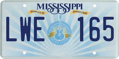 MS license plate LWE165