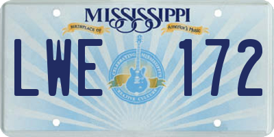 MS license plate LWE172