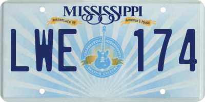MS license plate LWE174