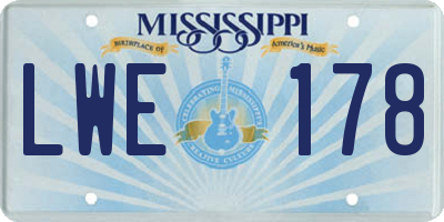 MS license plate LWE178