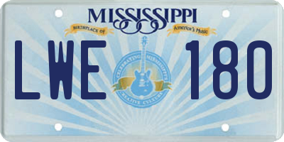 MS license plate LWE180
