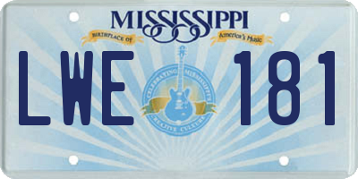 MS license plate LWE181