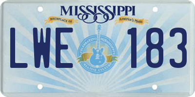 MS license plate LWE183